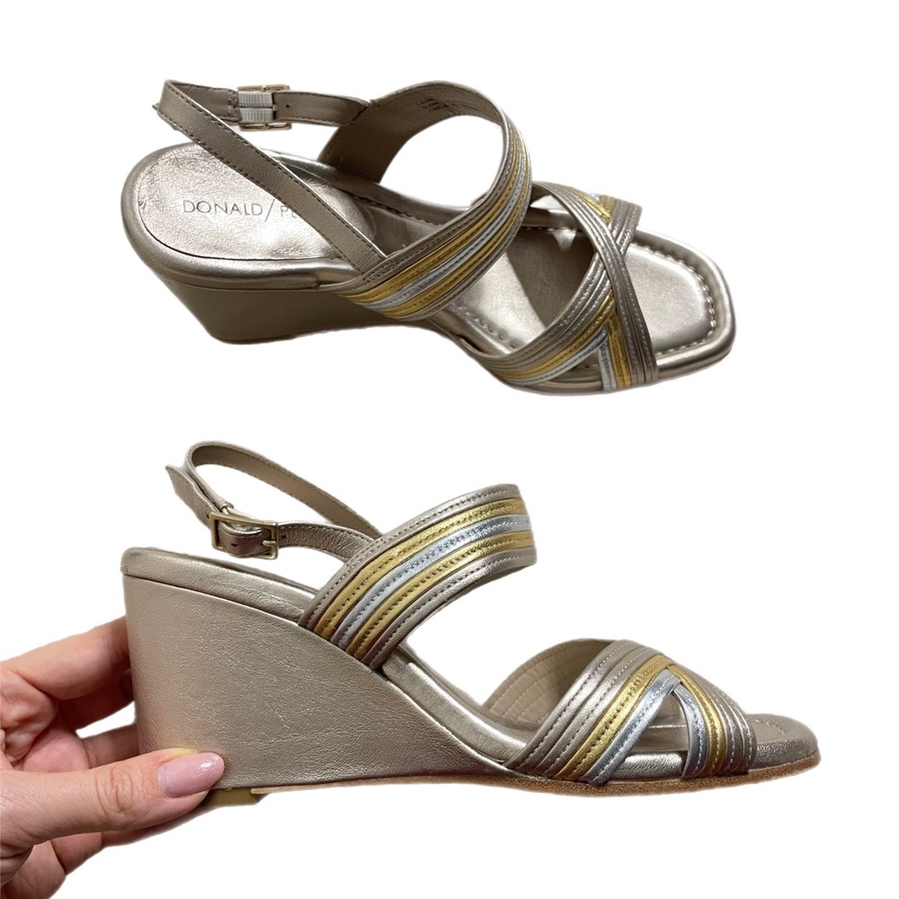 Donald J Pliner Laine Strappy Metallic Leather Espadrille‎ Shoes 8.5